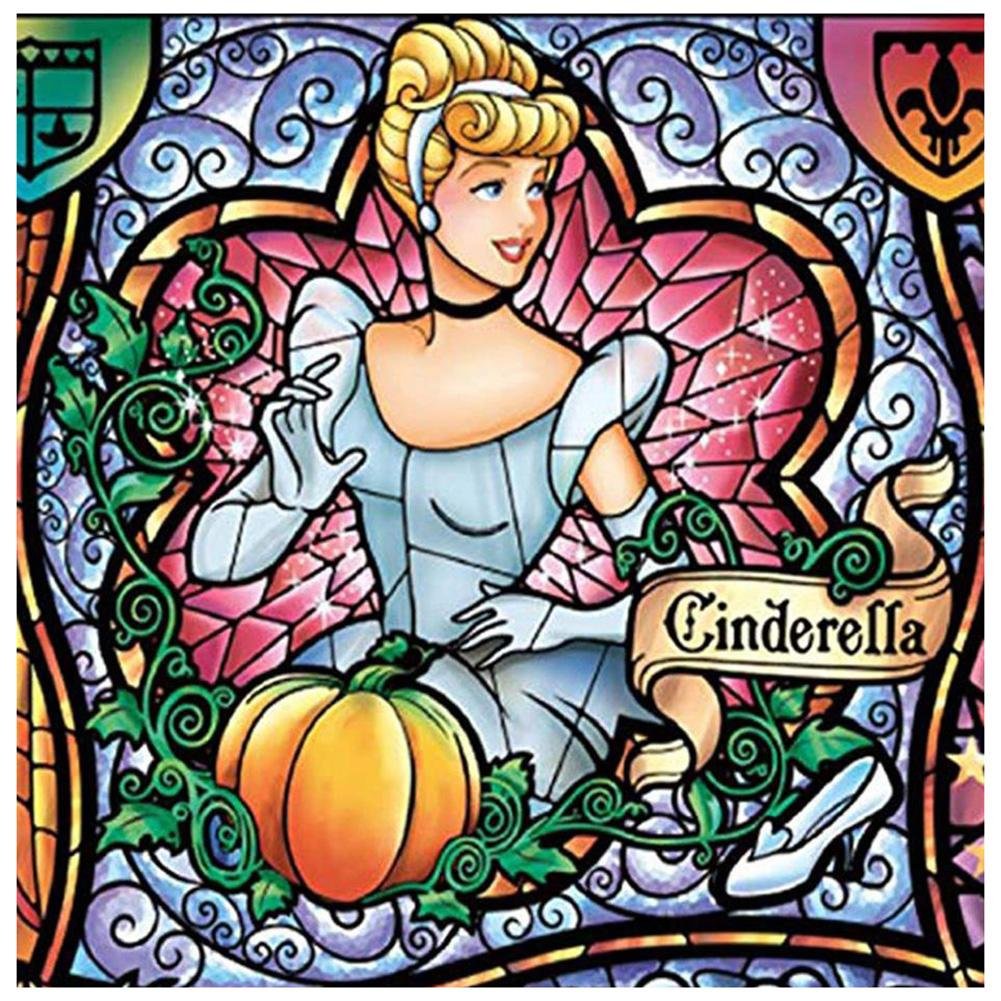 5D Disney Diamond Painting Kit Colorful Stained Glass Cinderella Craft